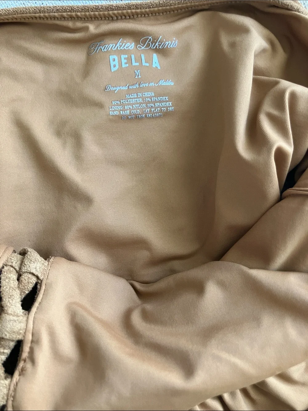 Frankie's Bikinis Suede-Look Brown One-Piece Swimsuit
